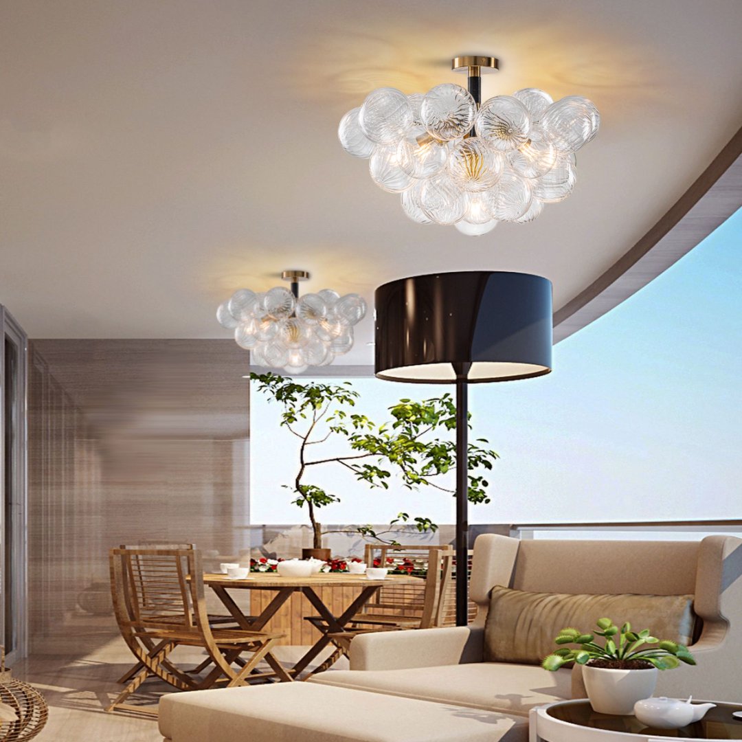 Bubble Glass Chandelier for Master Bedroom - Romantic Glow