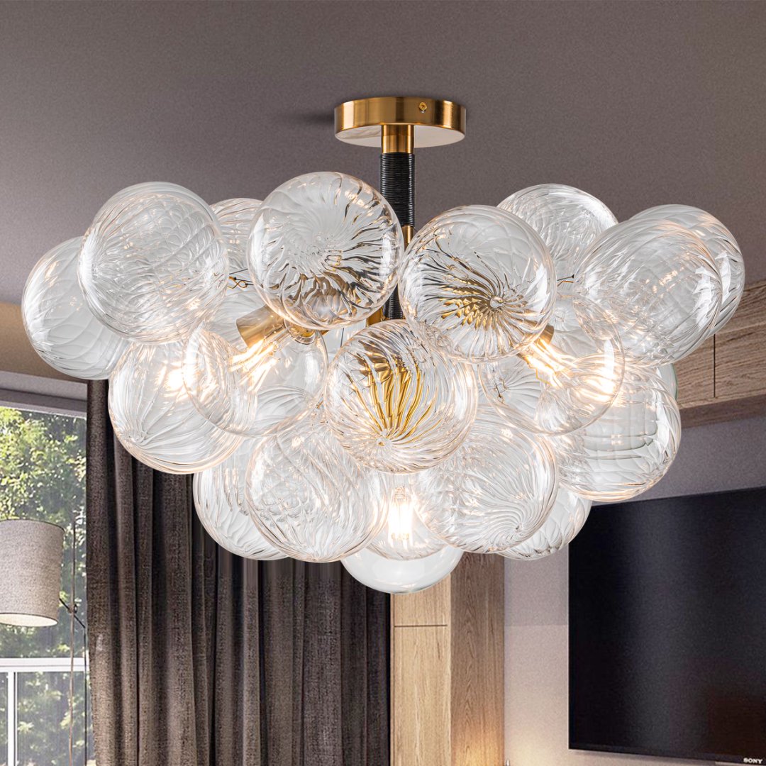 Bubble Glass Chandelier for Master Bedroom - Romantic Glow