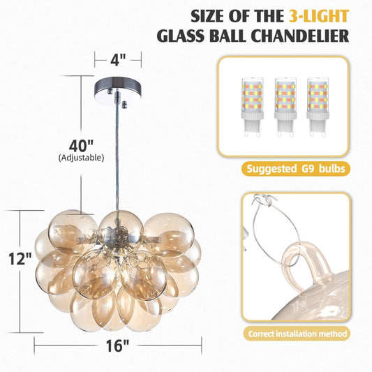Bubble Glass Chandelier for Dining Room - Elegant Centerpiece