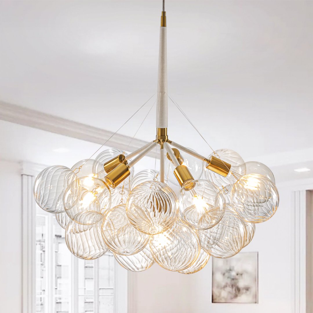 Lightweight Bubble Glass Chandelier for Easy Install