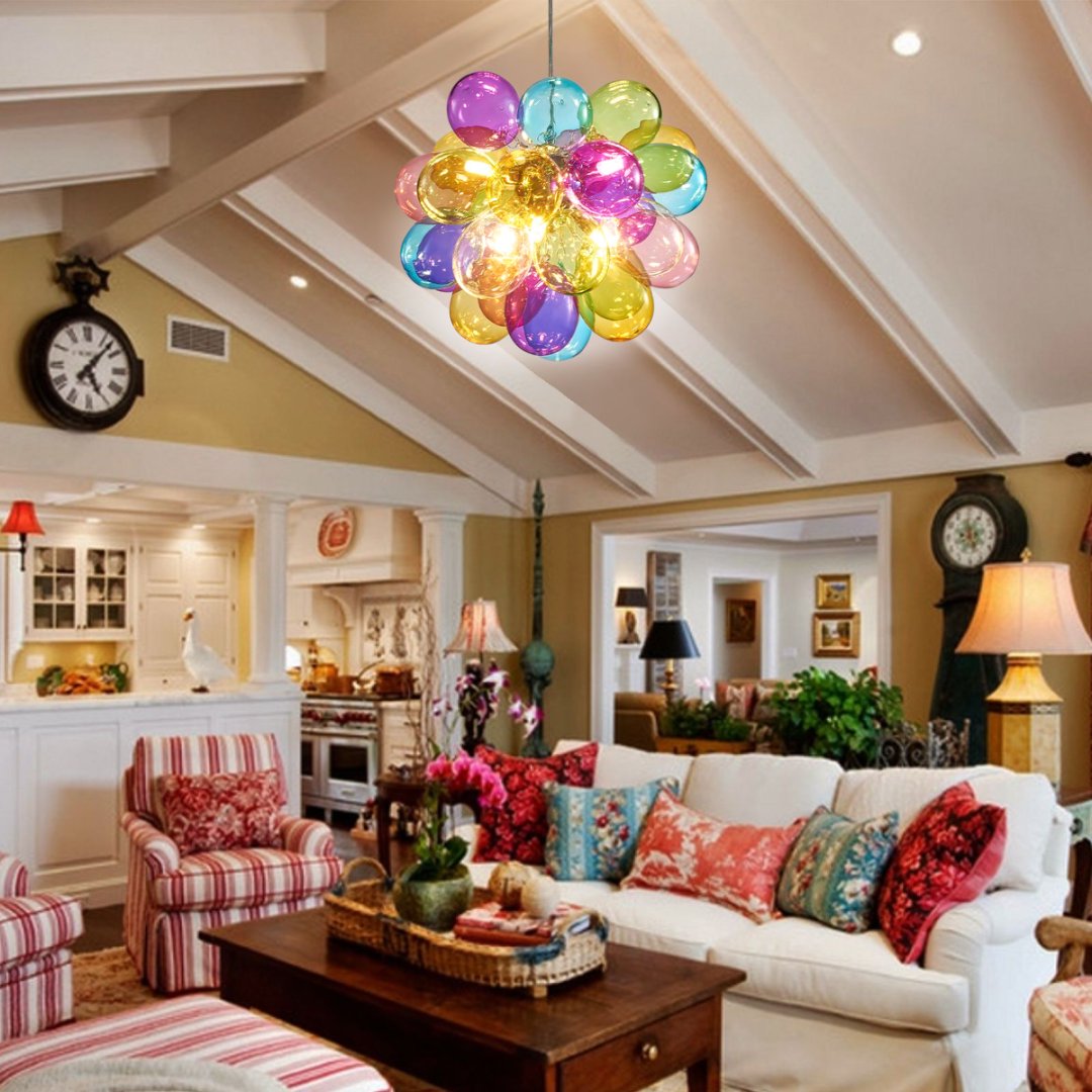 Bubble Glass Chandelier for Bedroom - Soft Ambient Lighting