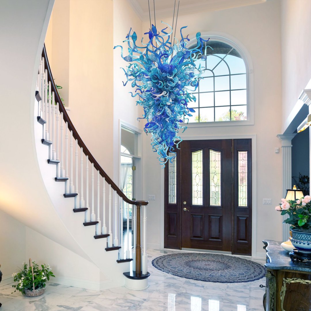 Modern Blown Glass Chandelier – Sleek Home Lighting