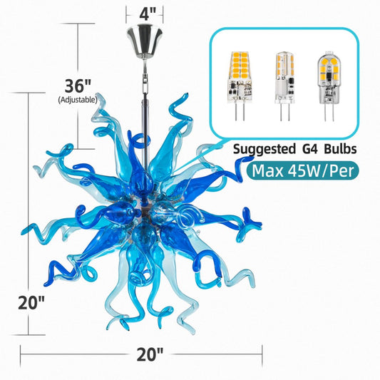 Celestial Blown Glass Chandelier – Starry Night Inspired