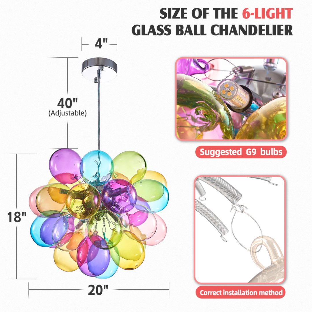 Bubble Glass Chandelier for Bedroom - Soft Ambient Lighting