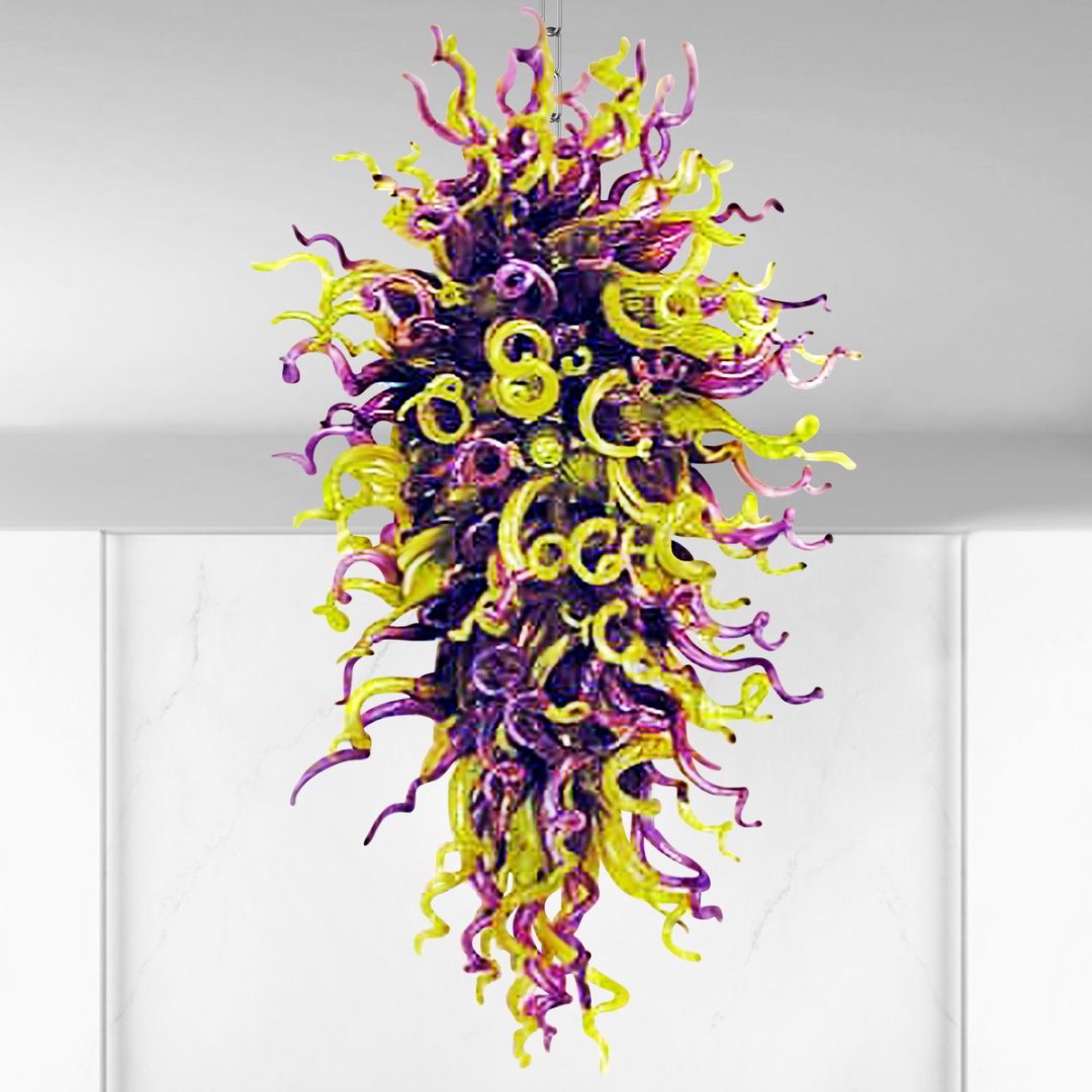 Iridescent Blown Glass Chandelier – Shimmering Effect