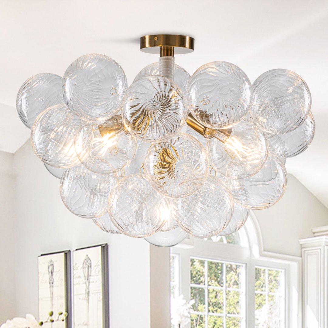 Bubble Glass Chandelier for Master Bedroom - Romantic Glow