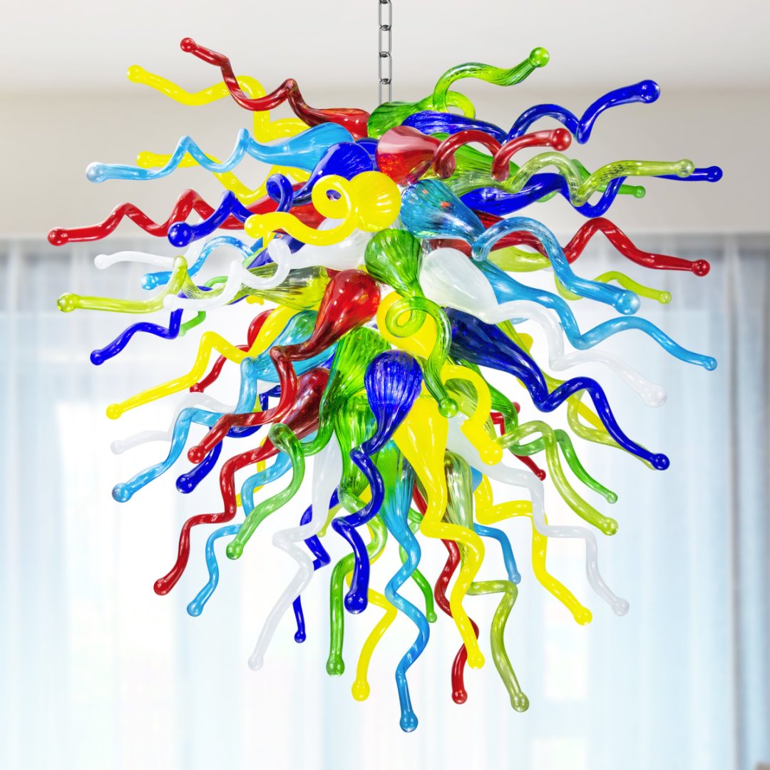 Colored Blown Glass Chandelier – Vibrant Artistic Touch