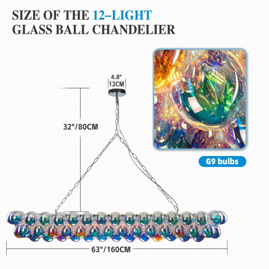 Bubble Glass Chandelier for Dining Room - Elegant Centerpiece