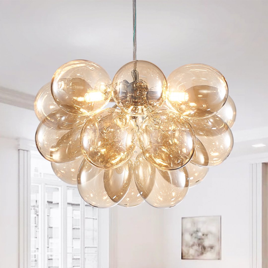 Bubble Glass Chandelier for Dining Room - Elegant Centerpiece