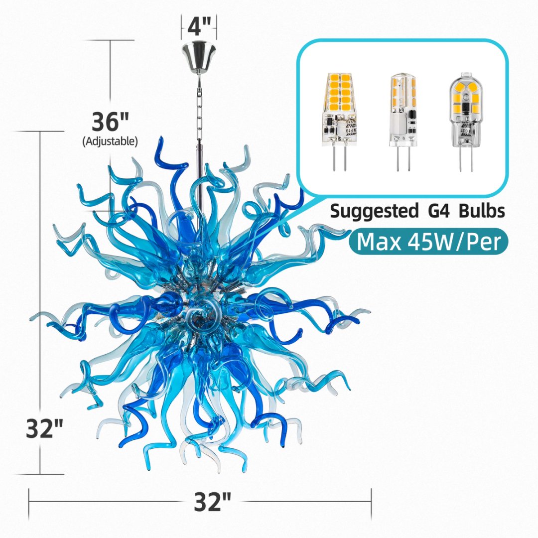 Celestial Blown Glass Chandelier – Starry Night Inspired