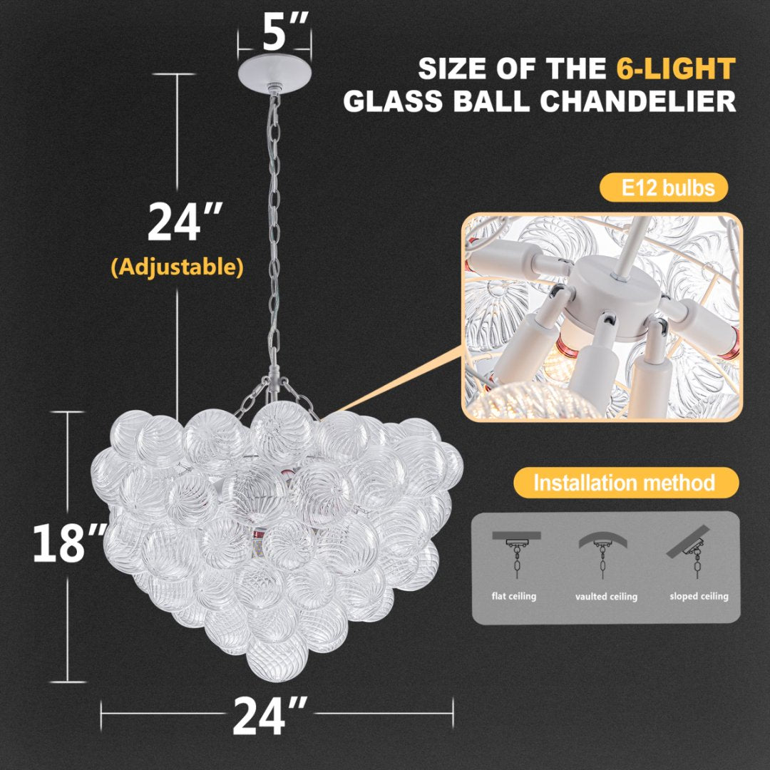 Round Bubble Glass Chandelier for Formal Dining Space