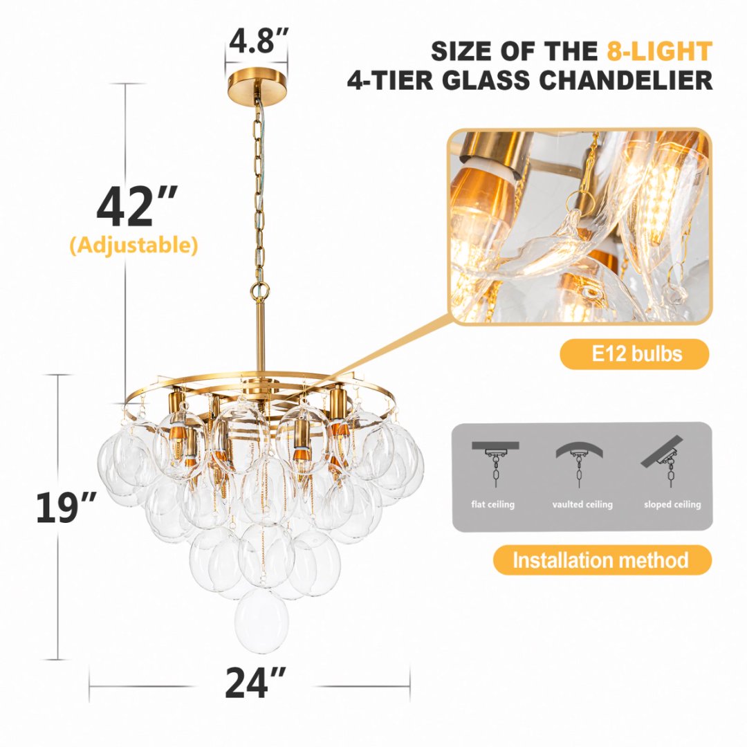 Bubble Glass Chandelier for Staircase - Dramatic Lighting
