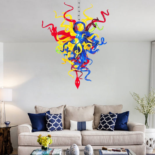Adjustable Blown Glass Chandelier – Customizable Height
