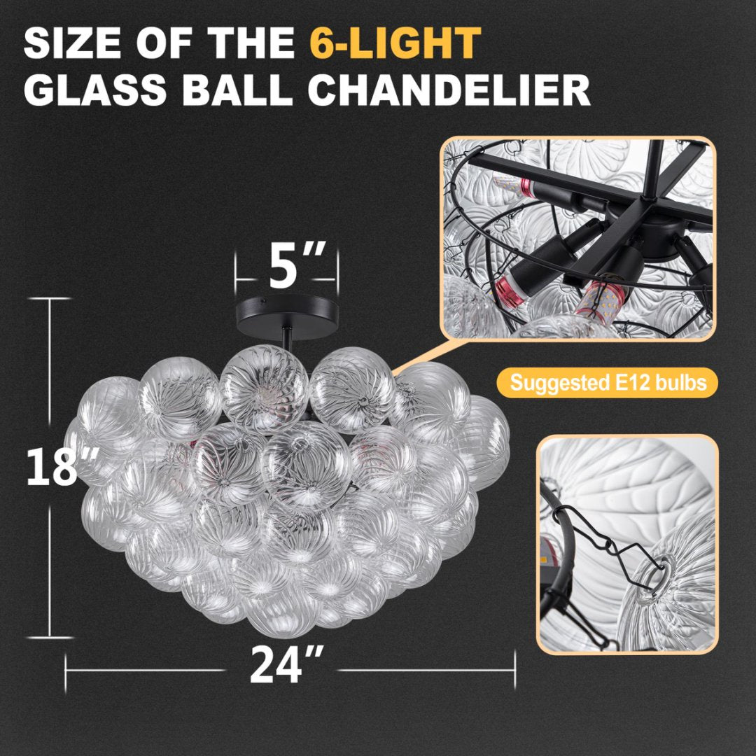Traditional Bubble Glass Chandelier for Classic Library