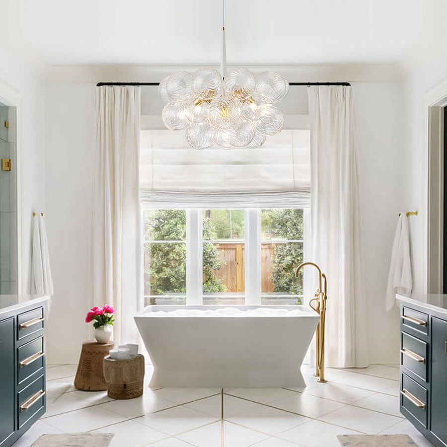 Lightweight Bubble Glass Chandelier for Easy Install