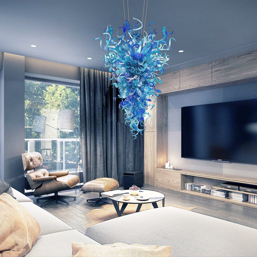 Modern Blown Glass Chandelier – Sleek Home Lighting