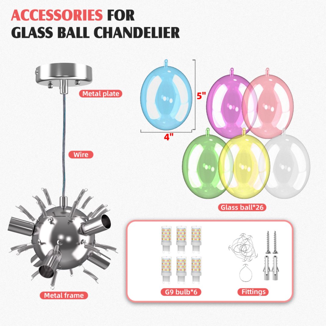 Bubble Glass Chandelier for Bedroom - Soft Ambient Lighting