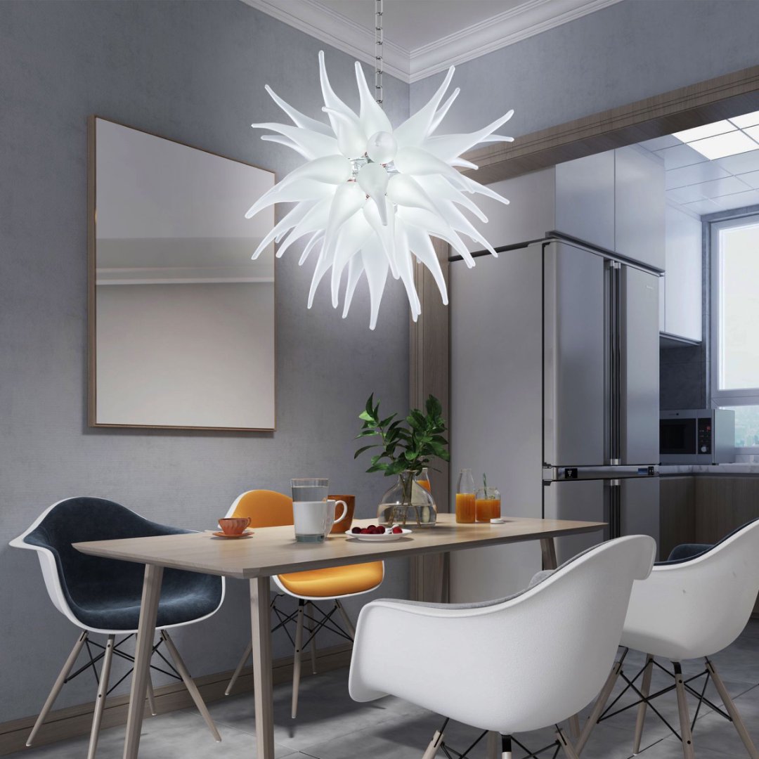 Tiered Blown Glass Chandelier – Layered Illumination