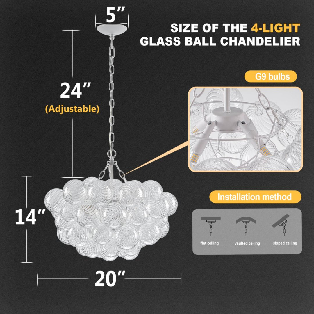 Round Bubble Glass Chandelier for Formal Dining Space