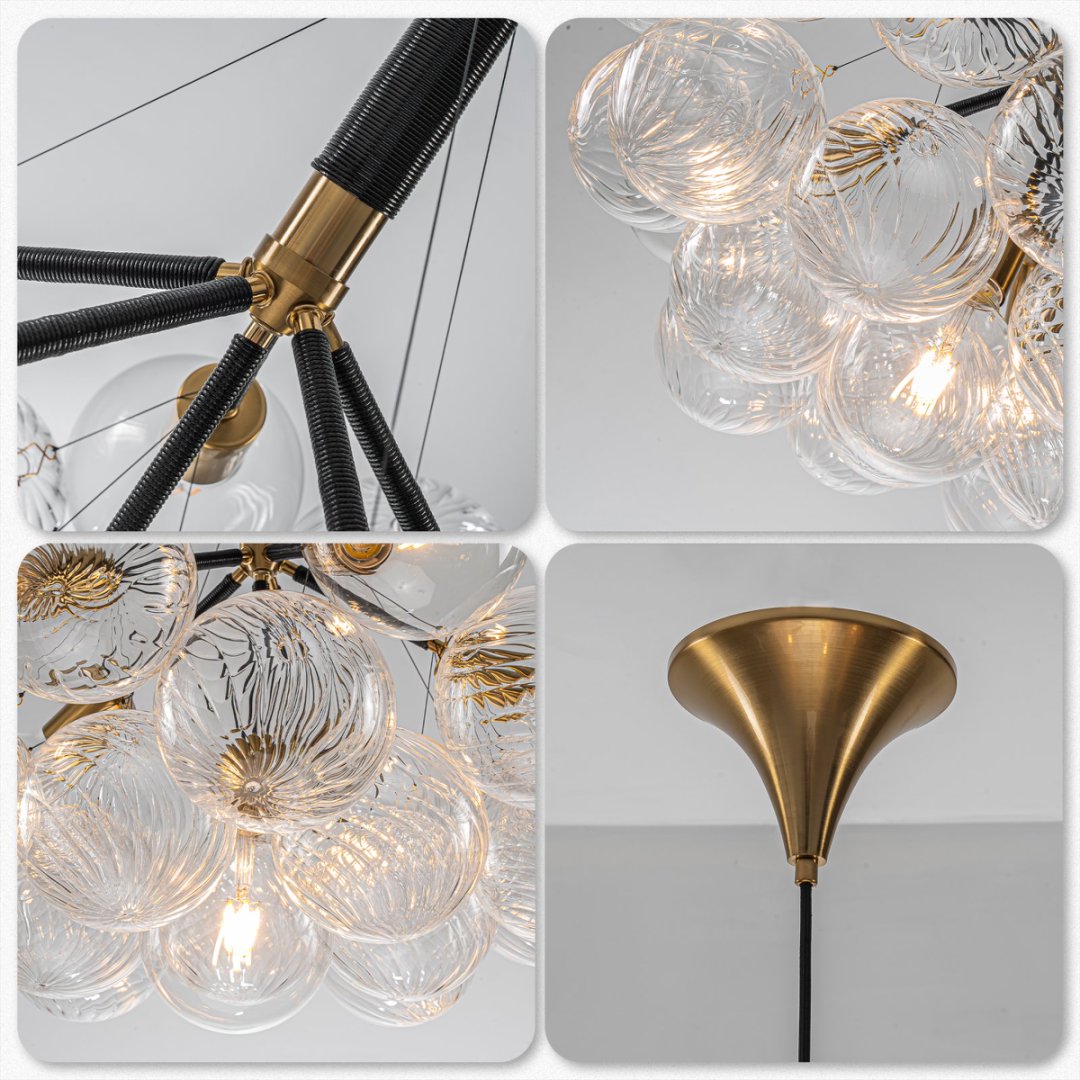 Lightweight Bubble Glass Chandelier for Easy Install
