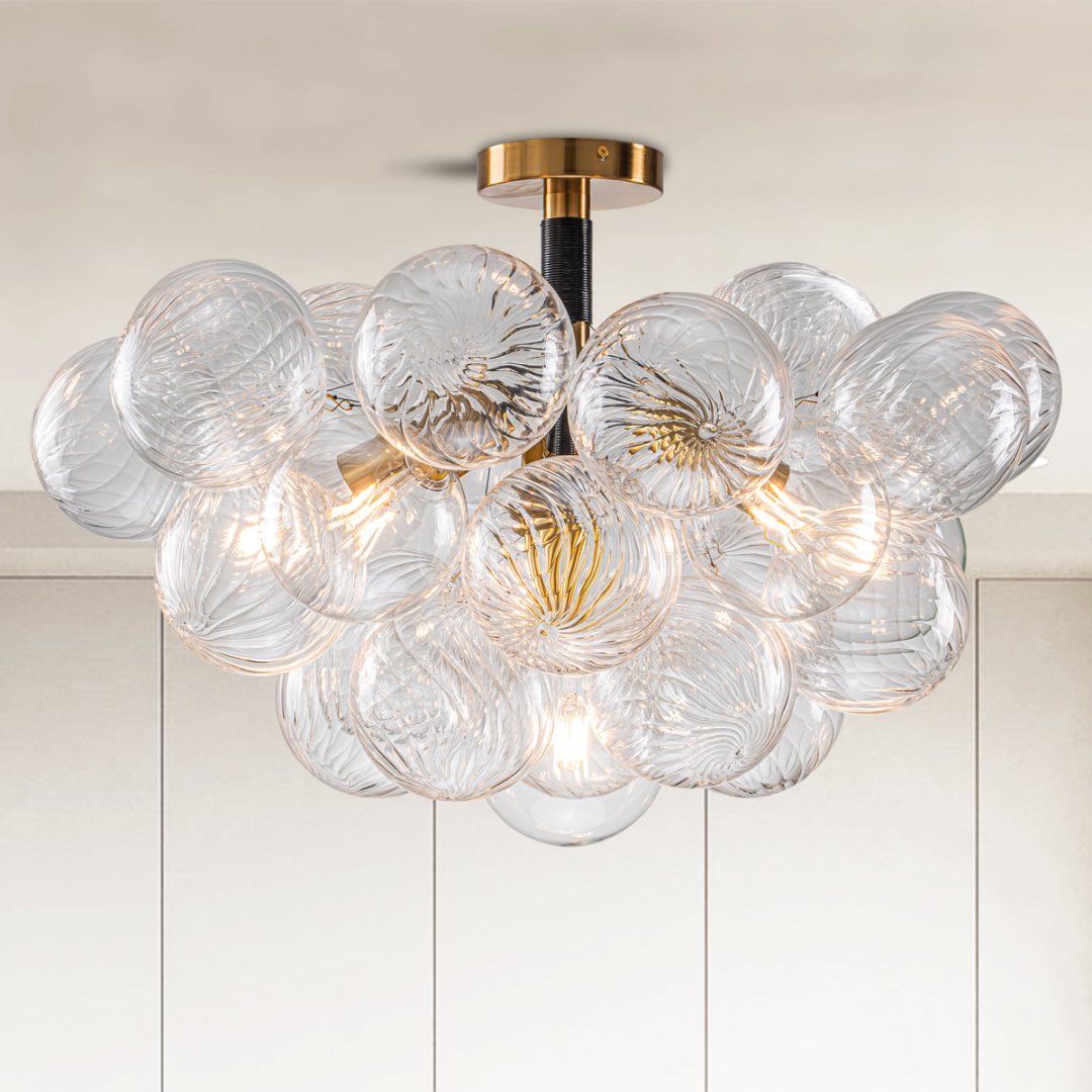 Bubble Glass Chandelier for Master Bedroom - Romantic Glow