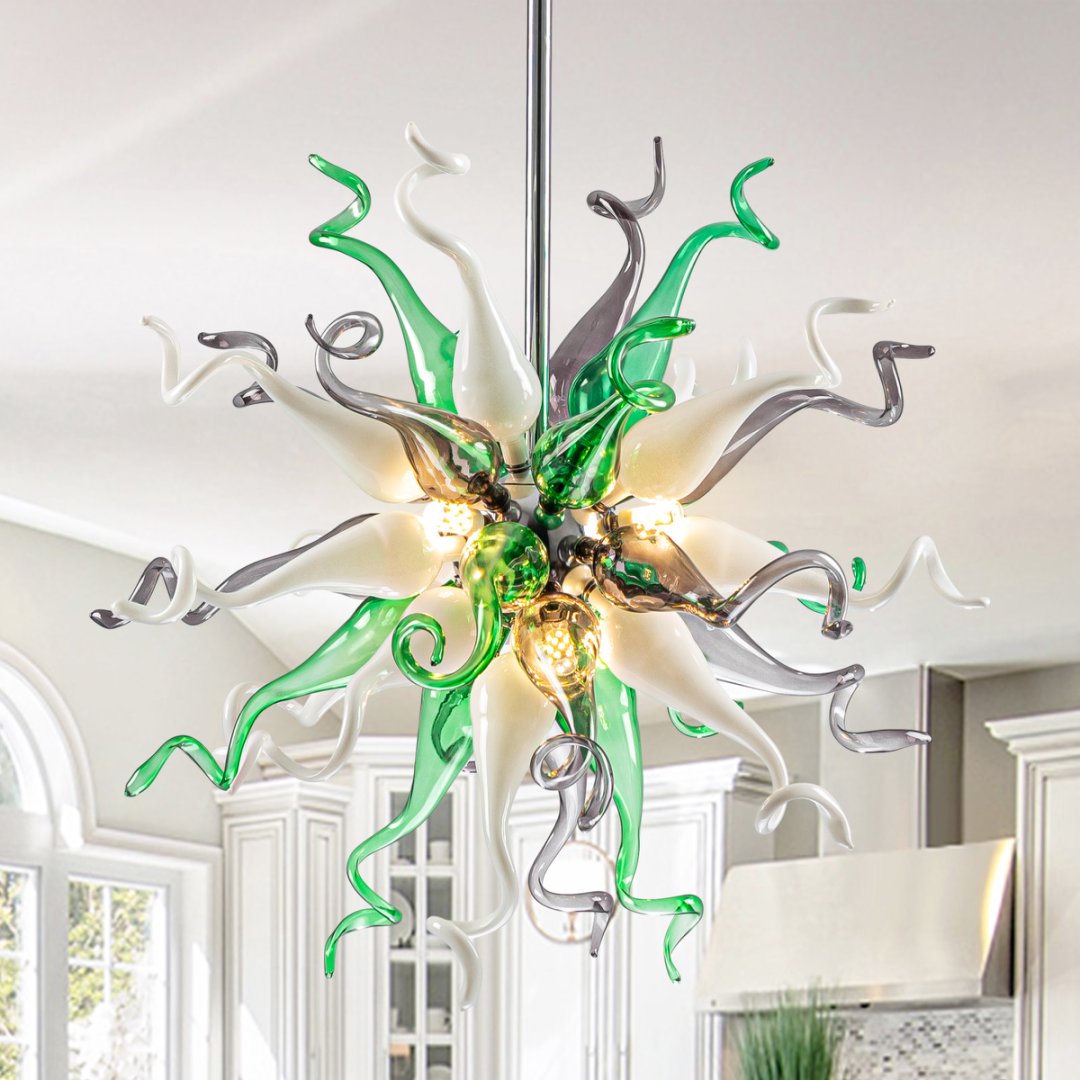 Holiday Blown Glass Chandelier – Festive Sparkle