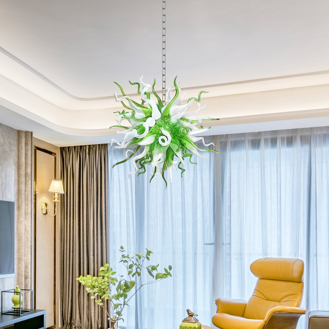 Flush Mount Blown Glass Chandelier – Low Ceiling Friendly