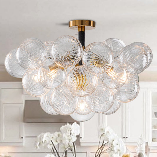 Bubble Glass Chandelier for Master Bedroom - Romantic Glow