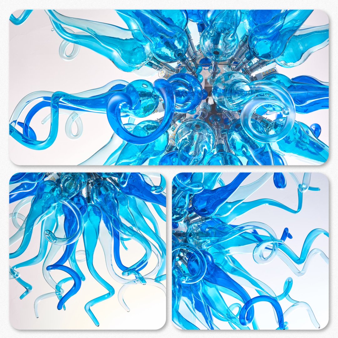 Celestial Blown Glass Chandelier – Starry Night Inspired