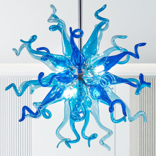 Celestial Blown Glass Chandelier – Starry Night Inspired
