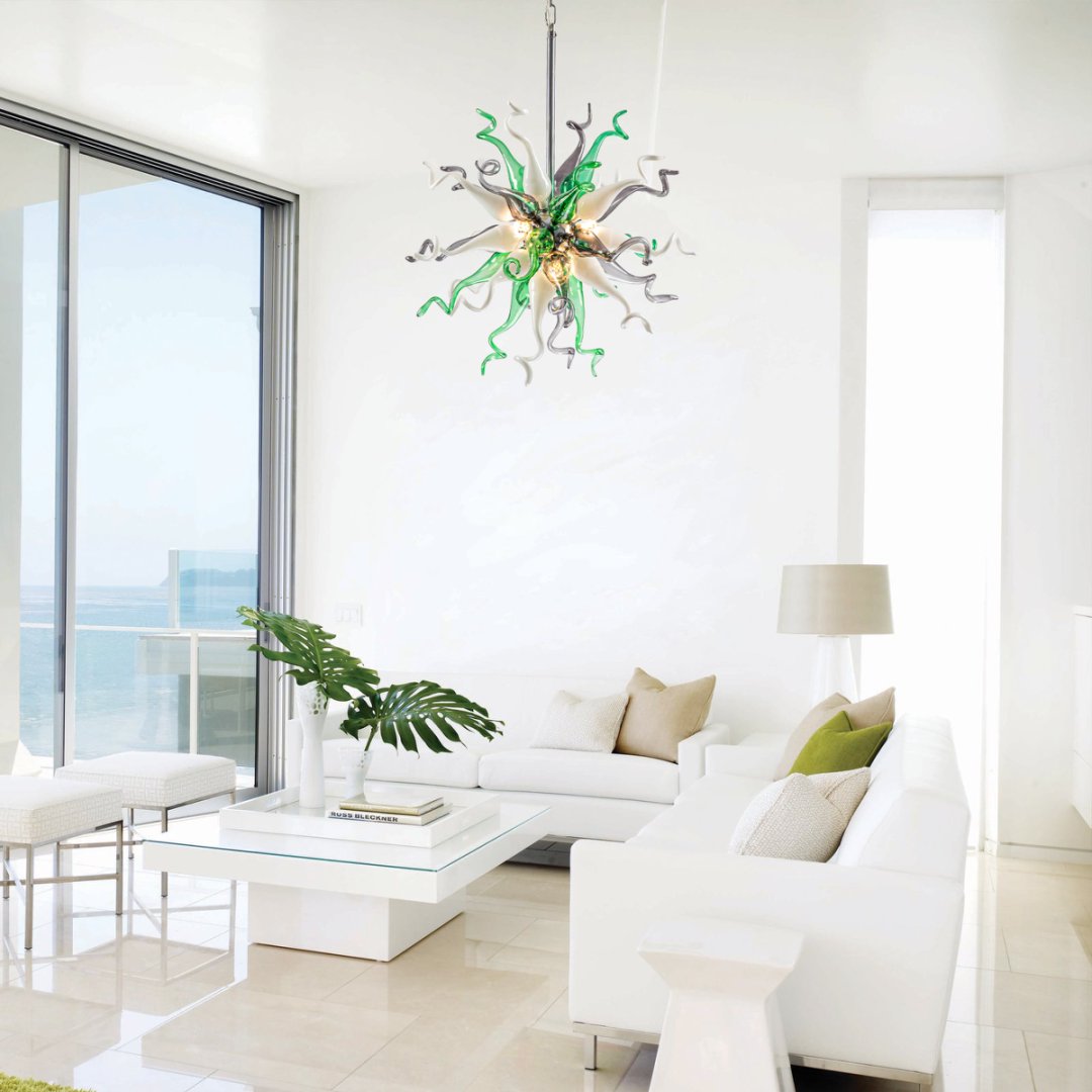 Holiday Blown Glass Chandelier – Festive Sparkle
