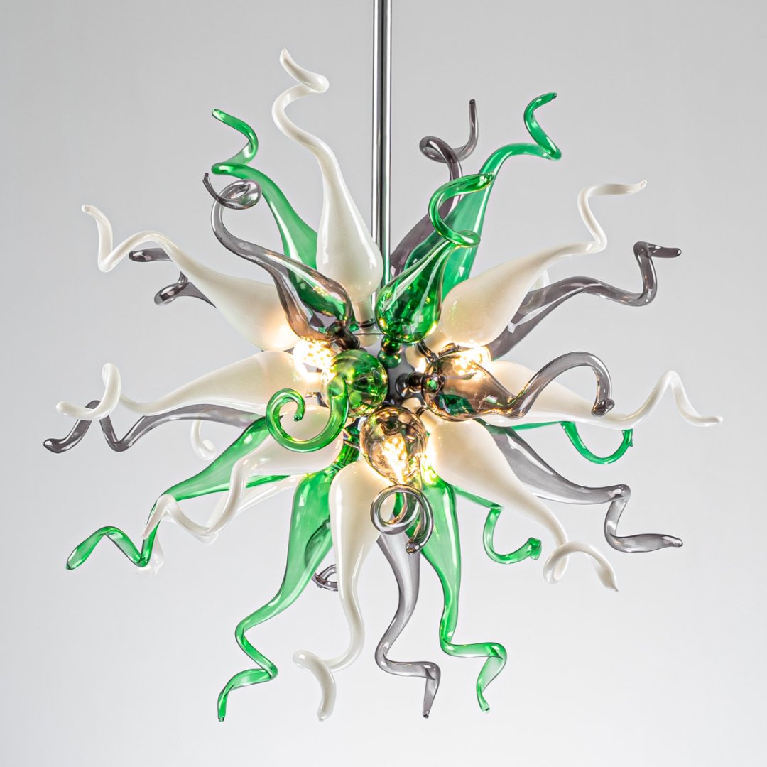 Holiday Blown Glass Chandelier – Festive Sparkle