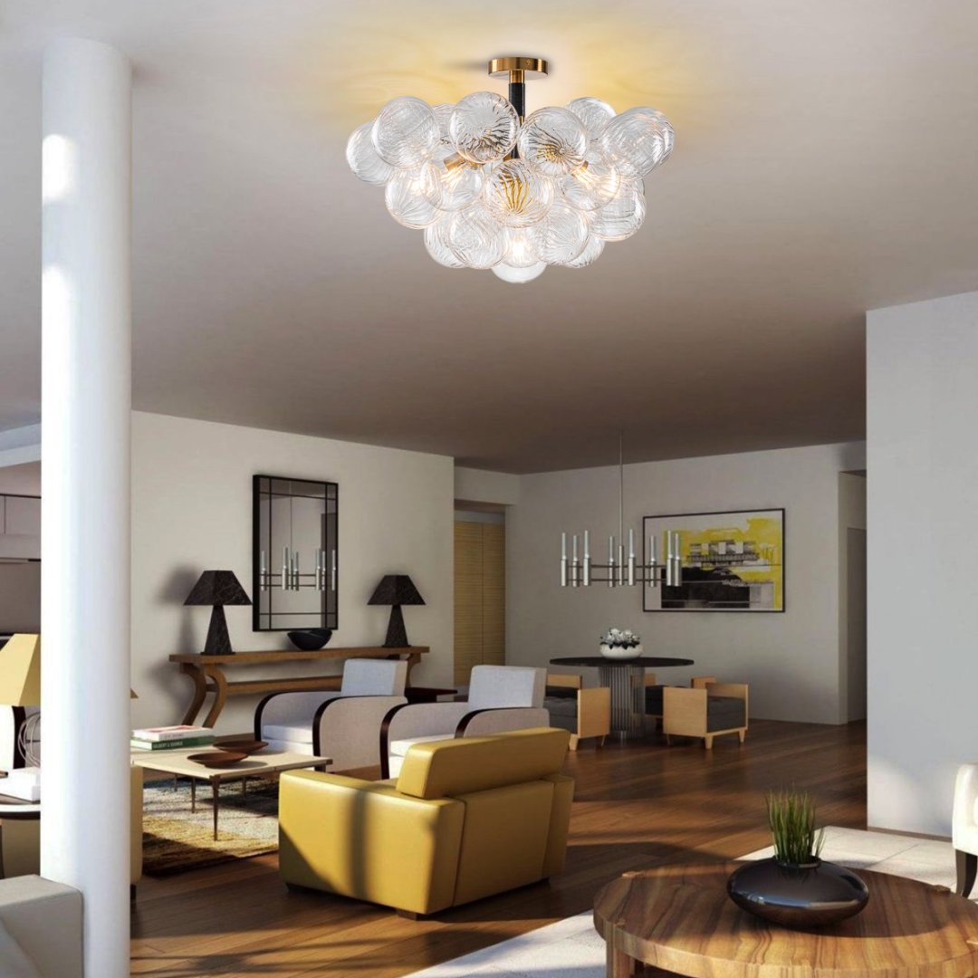 Bubble Glass Chandelier for Master Bedroom - Romantic Glow