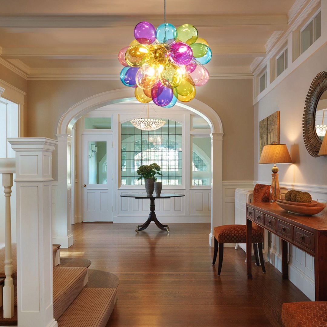 Bubble Glass Chandelier for Bedroom - Soft Ambient Lighting