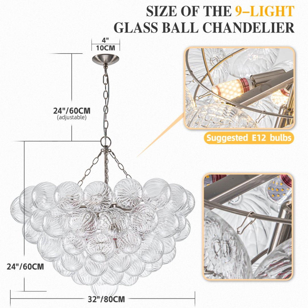 Minimalist Bubble Glass Chandelier for Scandinavian Home