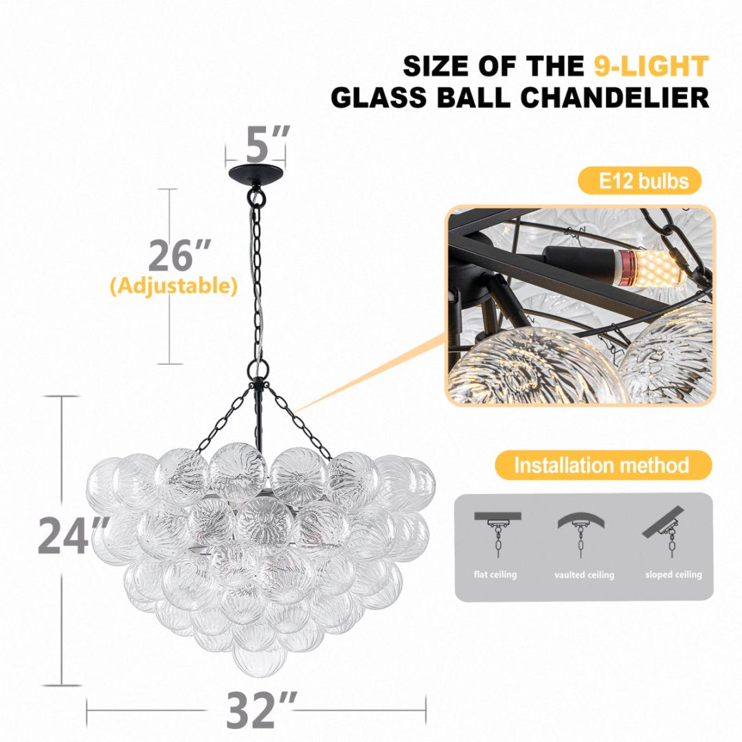 Large Bubble Glass Chandelier for High Ceiling Foyer