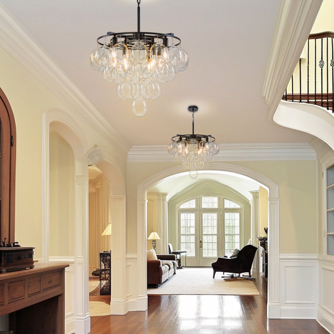 Bubble Glass Chandelier for Staircase - Dramatic Lighting