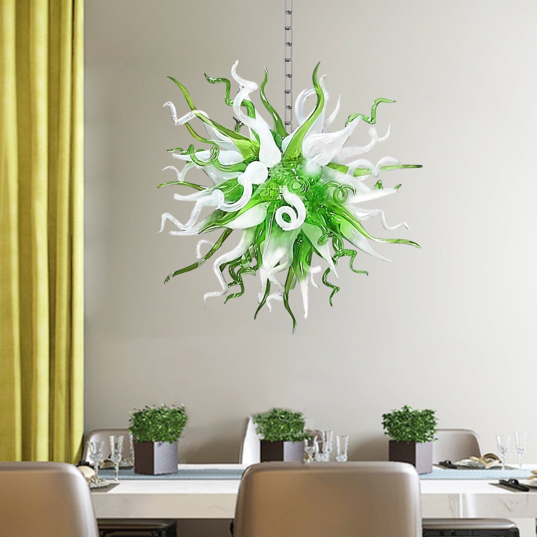 Flush Mount Blown Glass Chandelier – Low Ceiling Friendly