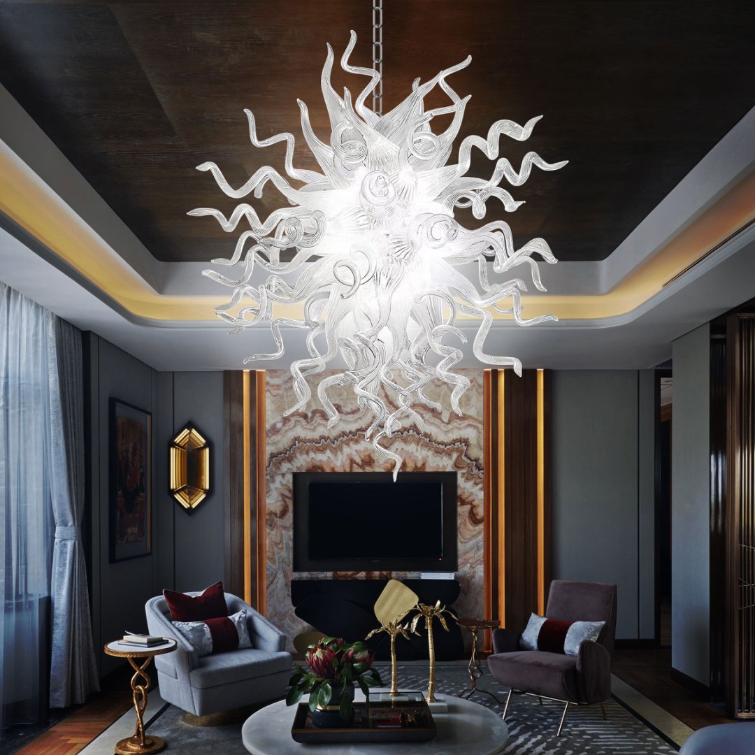 Frosted Blown Glass Chandelier – Soft Diffused Light