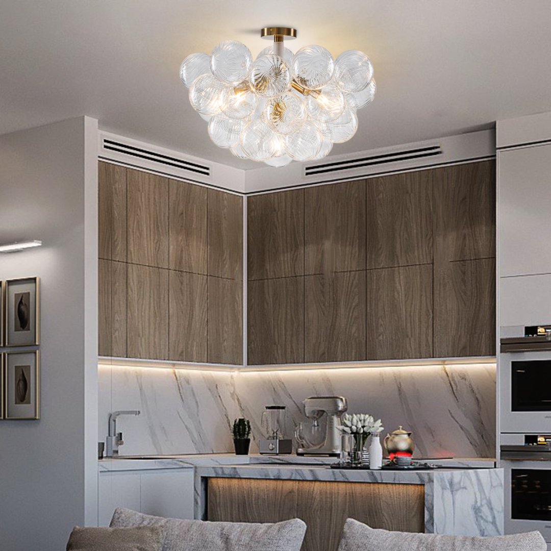 Bubble Glass Chandelier for Master Bedroom - Romantic Glow