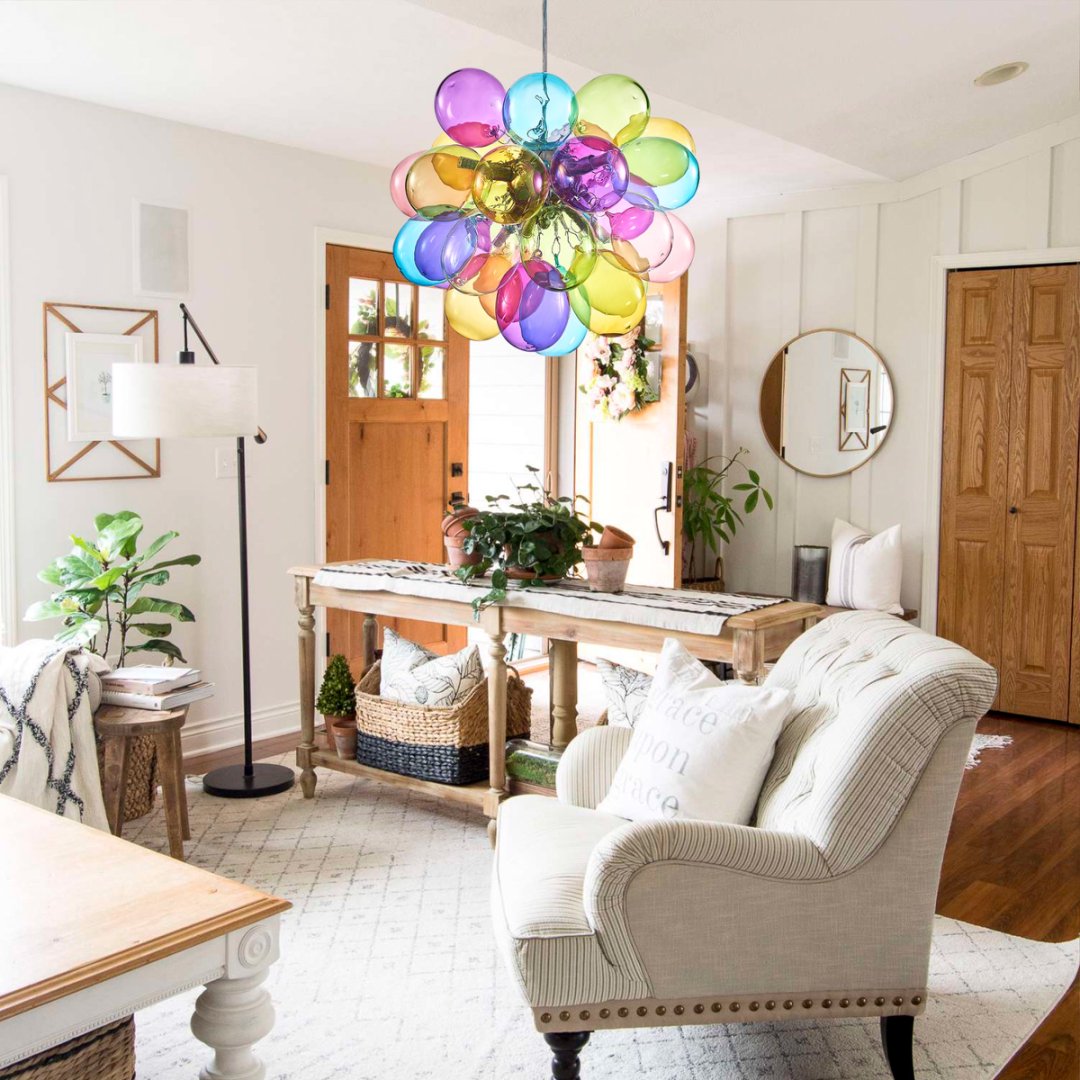 Bubble Glass Chandelier for Bedroom - Soft Ambient Lighting
