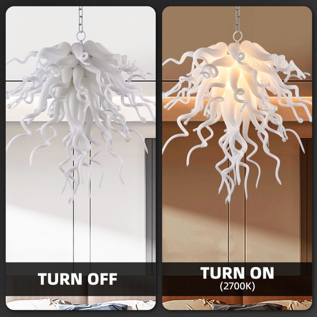 Crystal & Blown Glass Chandelier – Sparkling Elegance