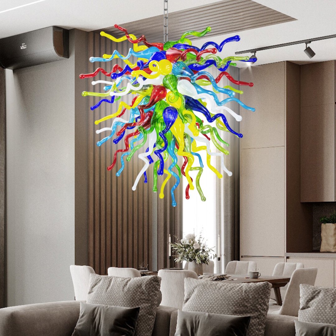 Colored Blown Glass Chandelier – Vibrant Artistic Touch