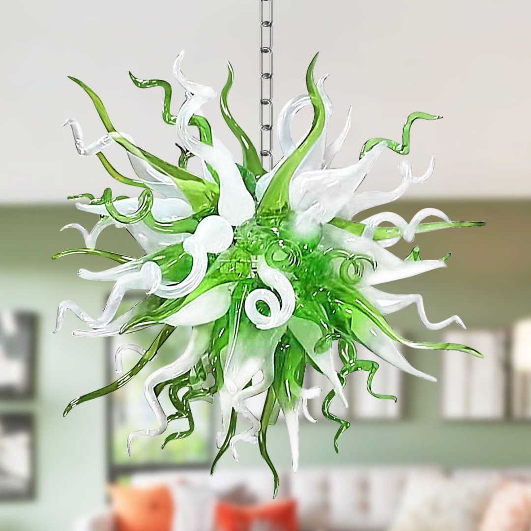 Flush Mount Blown Glass Chandelier – Low Ceiling Friendly