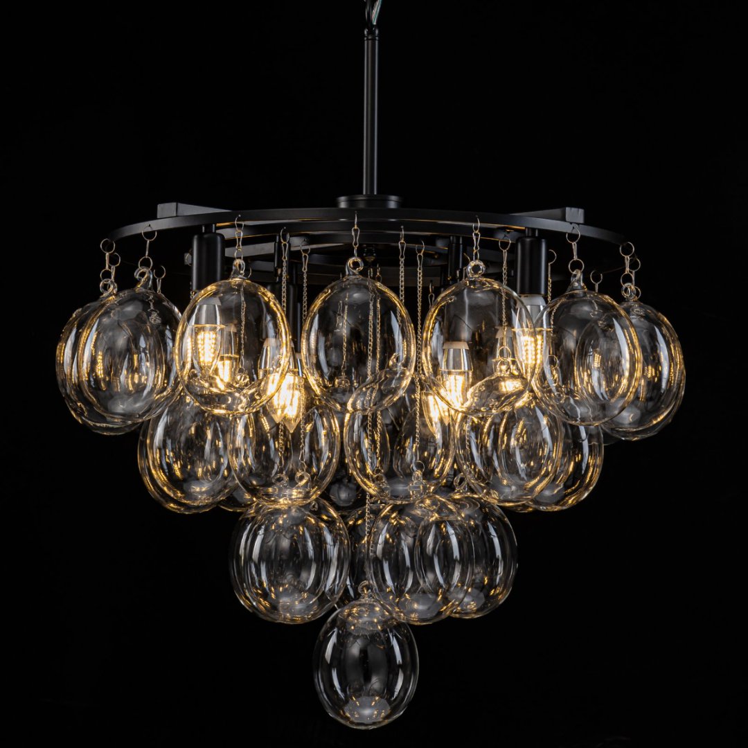 Bubble Glass Chandelier for Staircase - Dramatic Lighting