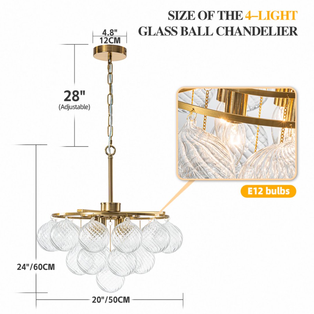 Bubble Glass Chandelier for Patio - Weatherproof Design