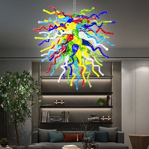 Colored Blown Glass Chandelier – Vibrant Artistic Touch