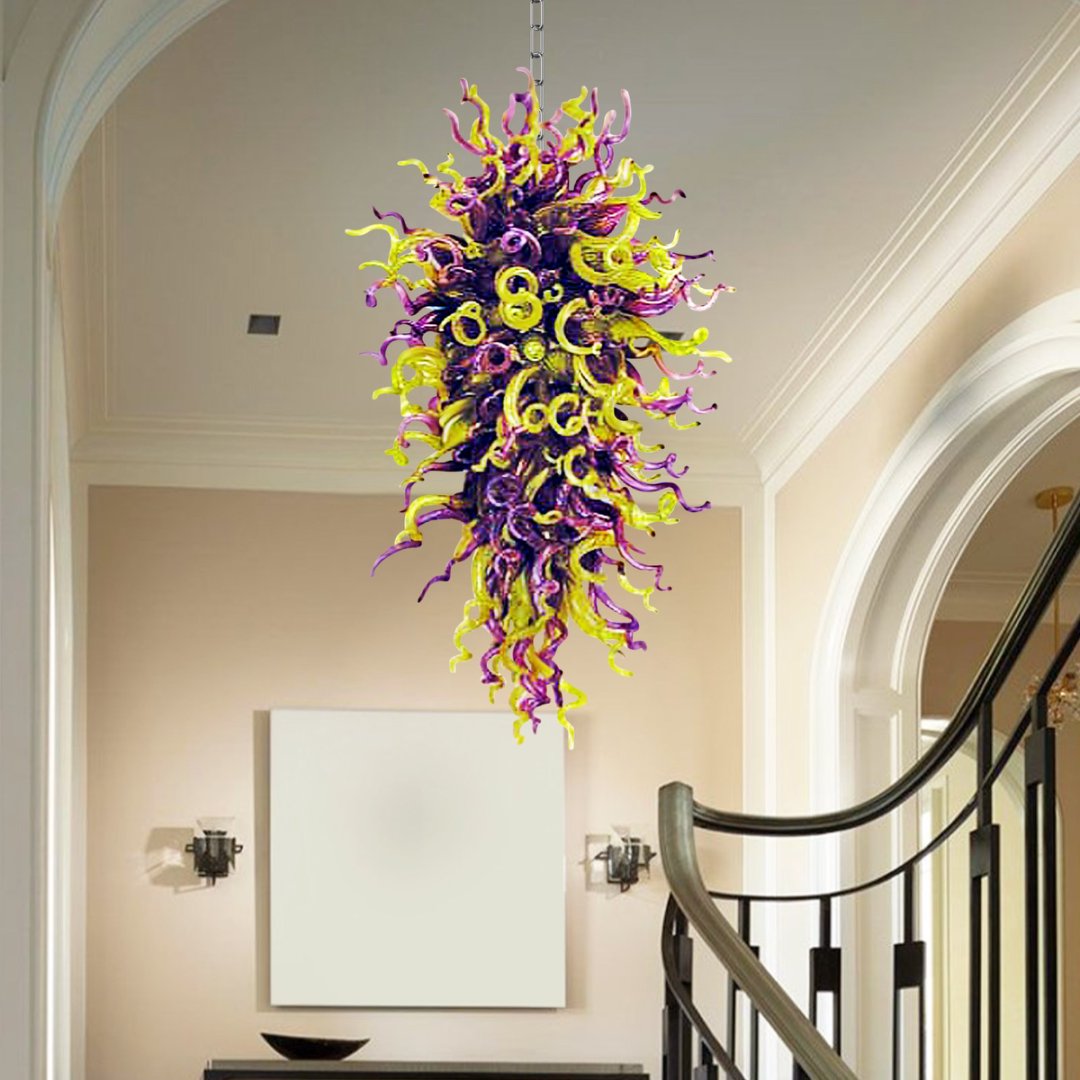 Iridescent Blown Glass Chandelier – Shimmering Effect