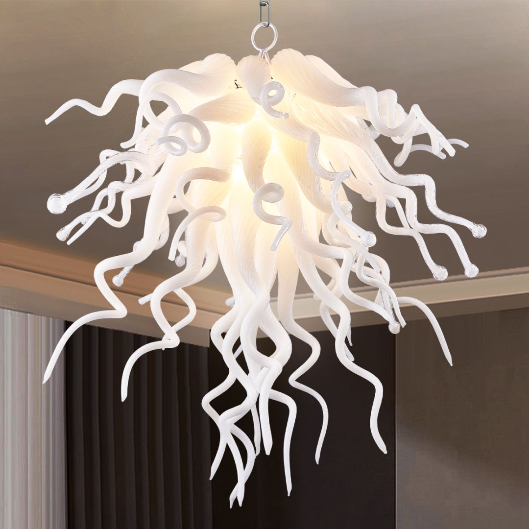 Crystal & Blown Glass Chandelier – Sparkling Elegance