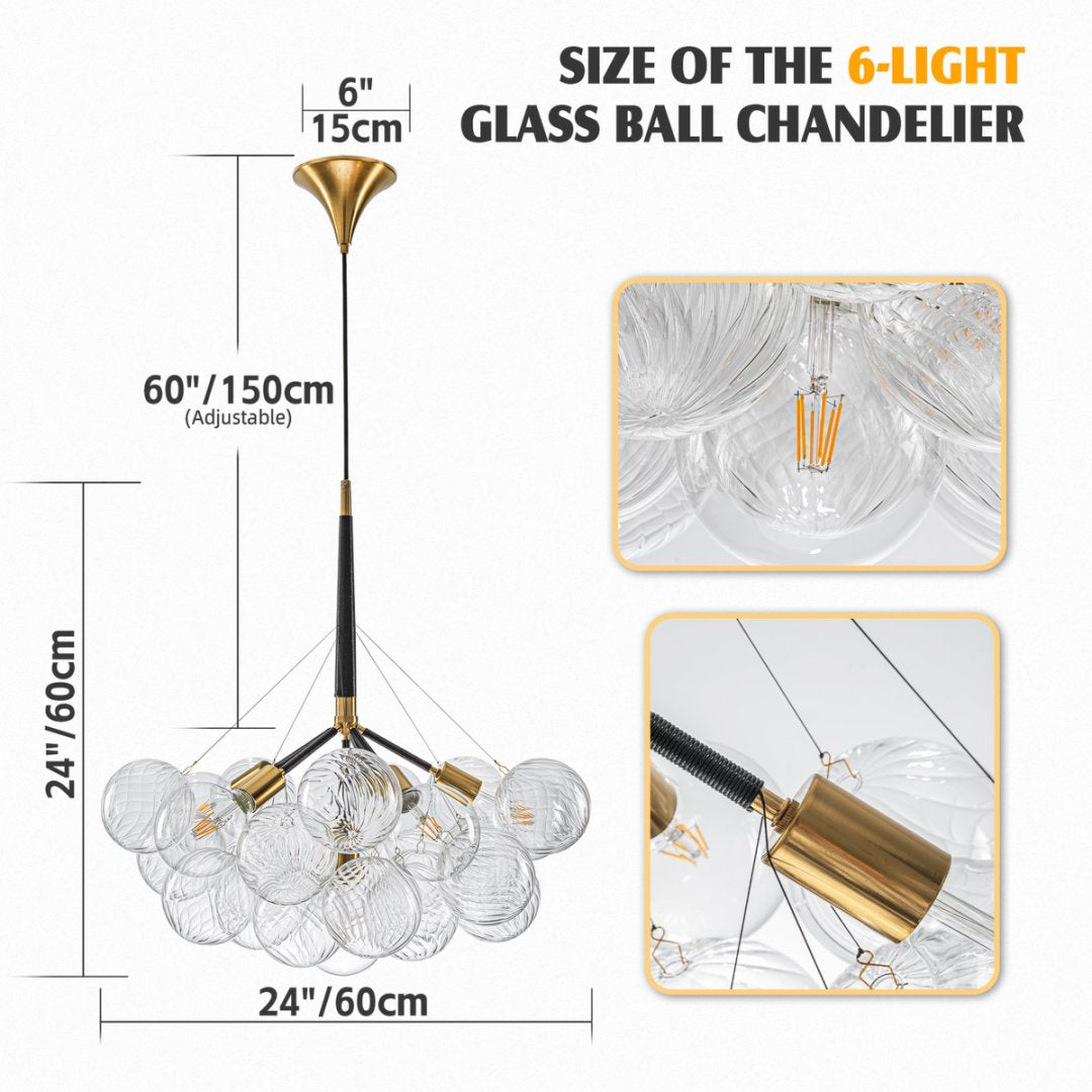 Lightweight Bubble Glass Chandelier for Easy Install